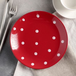 Тарелка десертная «Красный горох», 19 см, цвет красный