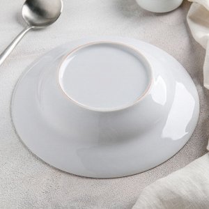 Тарелка фарфоровая глубокая «Ромашка», 230 мл, d=20 см, белая