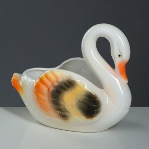 Конфетница "Лебедь", белая, керамика, 19 см, микс