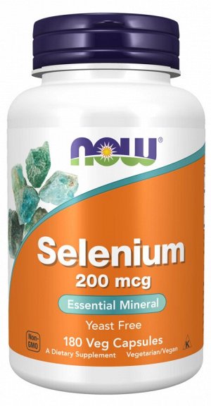 Селен (Selenium) 200 мкг – NOW Foods – 180 растительных капсул – мощный антиоксидант для поддержки иммунной системы и щитовидной железы