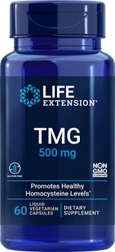 Триметилглицин (TMG) – Life Extension – 500 мг – 60 растительных капсул – поддержка метилирования, сердца и печени