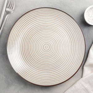 Тарелка керамическая обеденная «Виньетка», d=20,5 см, цвет бежевый