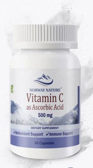 Витамин С NORWAY NATURE Vitamin C 500мг (Ascorbic Acid) - 60 капс.