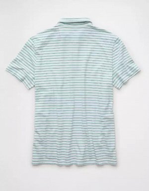 AE 24/7 Club Logo Striped Polo Shirt
