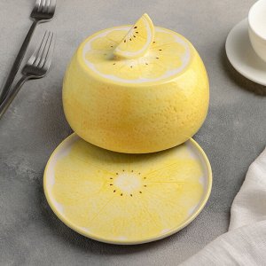 Блюдо с крышкой «Лимон», 16,5x14 см