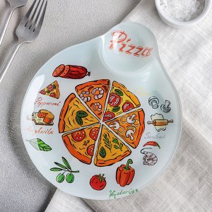 Блюдо с соусником Доляна «Пицца», 22?19?1,5 см