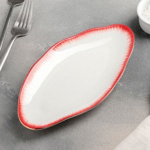 Блюдо овальное «Медуза», 23?12?2 см, цвет красный/белый