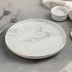 Тарелка десертная «Мрамор», d=20 см, цвет серый