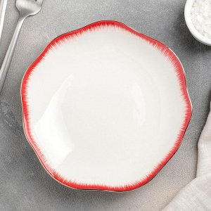 Тарелка пирожковая «Медуза», 17,5?2,5 см, цвет белый/красный