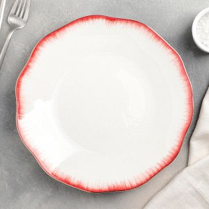 Тарелка обеденная «Медуза», 25?2 см, цвет белый/красный