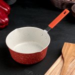 Ковш 1 л &quot;Мрамор светлый&quot;, силиконовая ручка, антипригарное покрытие, цвет МИКС