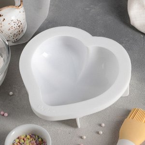 Форма силиконовая для муссовых десертов и выпечки Доляна «Сердце малое», 17,5?4,7 см, цвет белый