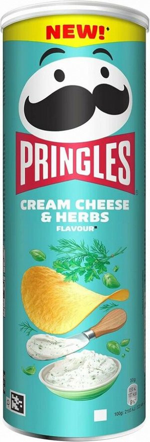 Хрустящие чипсы Pringles вкус Сливочный сыр и травы Cream Cheese&Herbs 165 гр