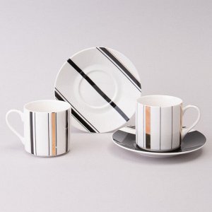 Кофейный набор "Top Style" на 2 персоны, 4 предмета, 180 мл - идеальный подарок для ценителей кофе, 1 шт.