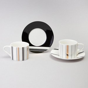 Чайный набор из фарфора LEFARD TOP STYLE на 2 персоны, 250 мл — современная классика с геометрическим принтом, подарочная упаковка, 1 шт.