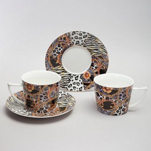 Чайный набор из фарфора "Эклектика TOP STYLE" на 2 персоны, 4 предмета, 250 мл, в подарочной коробке, 1 шт.
