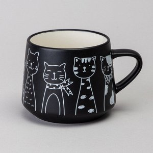 Чайный набор для одной персоны "Коты" в черном цвете, 1 шт.