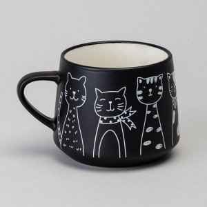 Чайный набор для одной персоны "Коты" в черном цвете, 1 шт.