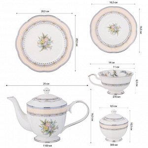 Фарфоровый чайный сервиз "Garden Elegance" на 6 персон, 20 предметов, 1 шт.
