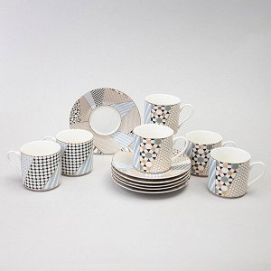 Элегантный кофейный набор "Top Style" на 6 персон, 12 предметов, 180 мл, 1 шт.