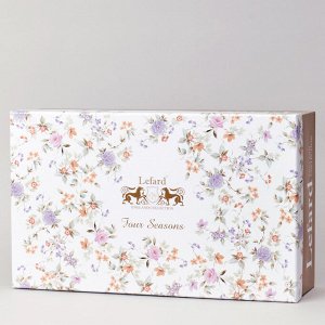Чайный сервиз из фарфора LEFARD "Времена года": 6 чашек с блюдцами, пастельный серый, золотая отделка, 250 мл, 1 шт.