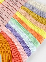 Нитки мулине №6, 8±1 м, набор 12 шт., разноцветные