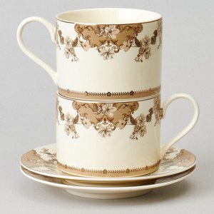 Чайный набор из фарфора LEFARD "Rendezvous Vintage" на 2 персоны, 4 предмета, 350 мл — изысканная классика с цветочным узором, 1 шт.