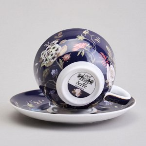 Чайный набор из магнезийного фарфора LEFARD "Belle Cobalt" на 2 персоны (4 предмета, 300 мл) — изысканный подарок в элегантном кобальтовом декоре, 1 шт.