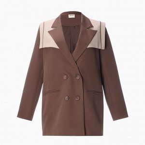 Пиджак женский с накидкой MINAKU: Casual Collection, цвет коричневый