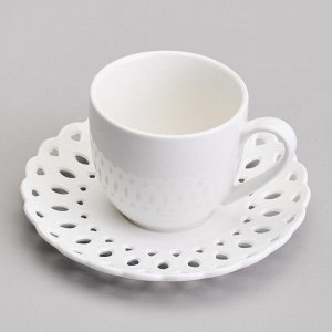 Чайный набор из белоснежного фарфора LEFARD STYLE на 2 персоны с ажурным орнаментом, 220 мл, 1 шт.