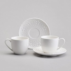 Чайный набор из белоснежного фарфора LEFARD STYLE на 2 персоны (4 предмета, 220 мл) — Ажурная классика, 1 шт.