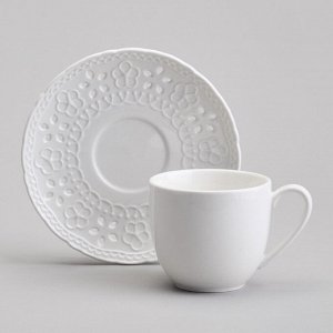 Чайный набор из белоснежного фарфора LEFARD STYLE на 2 персоны (4 предмета, 220 мл) — Ажурная классика, 1 шт.