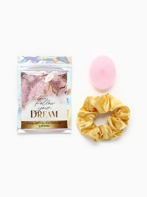 Массажёр для лица, спонж для умывания, резинка для волос Follow your dream, 10.5x15 см
