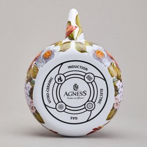 Эмалированный чайник Agness Flandria 2,2 л — стильный европейский дизайн, титановая защита, подходит для всех плит, 1 шт.