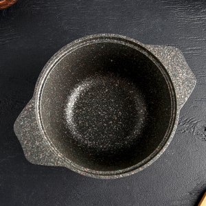 Кастрюля Granit ultra, 1л, стеклянная крышка, антипригарное покрытие, цвет коричневый