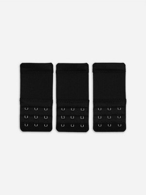 Застёжка для бюстгальтера, удлинитель, 3 ряда 3 крючка, 5x10.5 см, 3 шт., чёрная