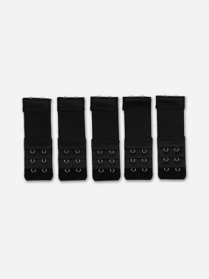 Застёжка для бюстгальтера, удлинитель, 3 ряда 2 крючка, 3.2x10.5 см, 5 шт., чёрная