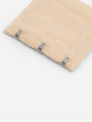 Застёжка для бюстгальтера, удлинитель, 3 ряда 3 крючка, 5x5.5 см, бежевая