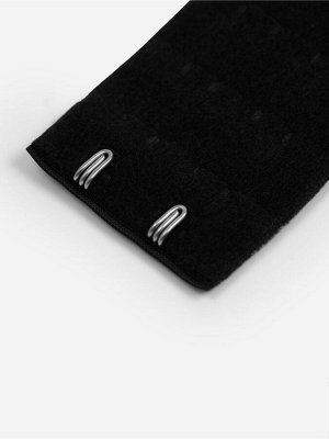 Застёжка для бюстгальтера, удлинитель, 3 ряда 2 крючка, 3.2x5 см, чёрная