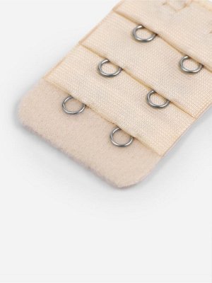 Застёжка для бюстгальтера, удлинитель, 3 ряда 2 крючка, 3.2x5 см, бежевая
