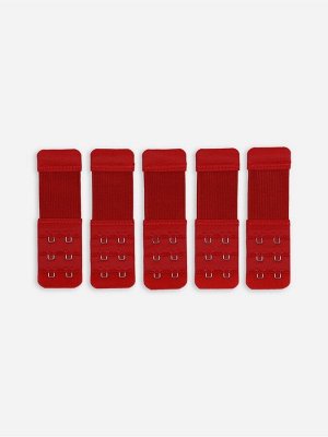 Застёжка для бюстгальтера, удлинитель, 3 ряда 2 крючка, 3.2x10.5 см, 5 шт., бордовая