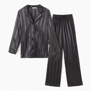 Пижама женская (рубашка, брюки) KAFTAN "Полоска", черный.