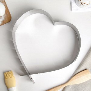 Форма разъёмная для выпечки кексов «Сердце», с регулируемым размером 14,5-26,5 см 1290514