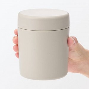 MUJI Wide-Mouth Insulated Soup Jar - термос для супа с широким горлом, серо-бежевый
