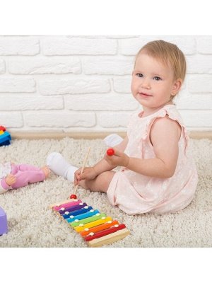 Металлофон музыкальная игрушка, 12 тонов, карточки с песнями