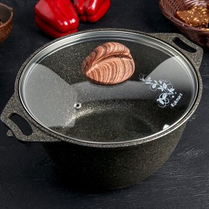 Набор кухонной посуды №18 Granit Ultra, стеклянная крышка, съёмная ручка, антипригарное покрытие, цвет серый