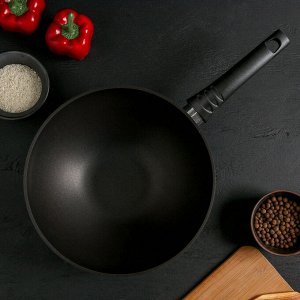 Сковорода-wok 28-9,5 см "Традиция", с ручкой, со стеклянной крышкой, антипригарная линия