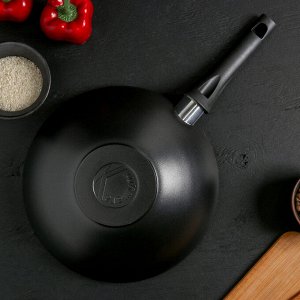 Сковорода-wok 28-9,5 см "Традиция", с ручкой, со стеклянной крышкой, антипригарная линия