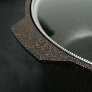 Кастрюля-жаровня Granit ultra original, 4 л, стеклянная крышка, антипригарное покрытие, цвет чёрный