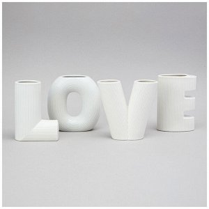 Набор ваз «Love» - Белые, Высота 15.2 см - Идеальный акцент для вашего интерьера, 1 шт.